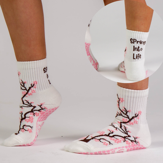 Melisoles 'Spring Into Life' Cherry Blossom Grip Socks
